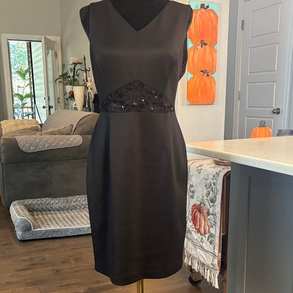 Connected Apparel Black Dress with Lace Detail - Picture 2 of 6